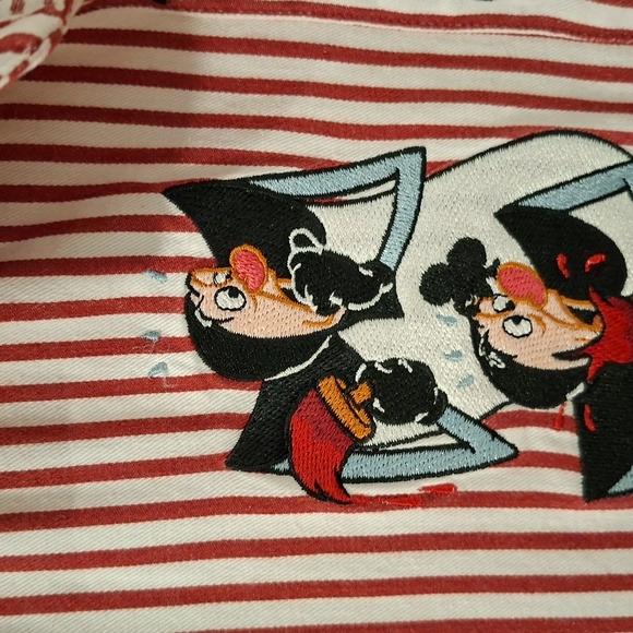 Disney Women's Striped Red Alice in Wonderland Embroidered Shirt (Size L) - Picture 5 of 9